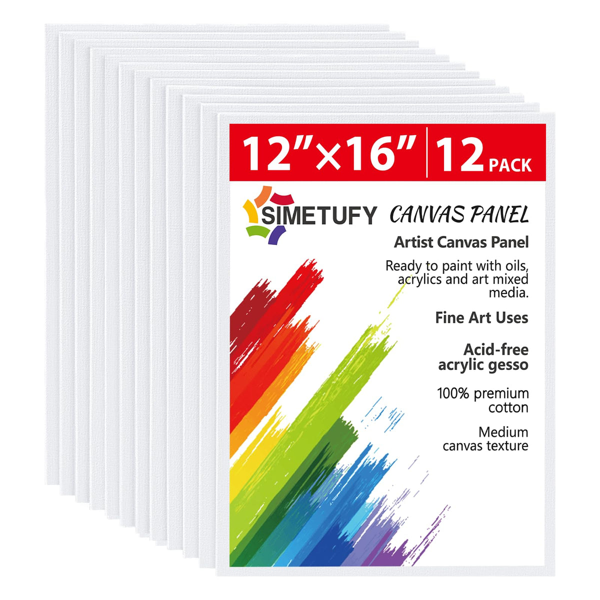 Simetufy 12 Pack 8x10 Canvas Boards for Painting,Art Painting Supplies