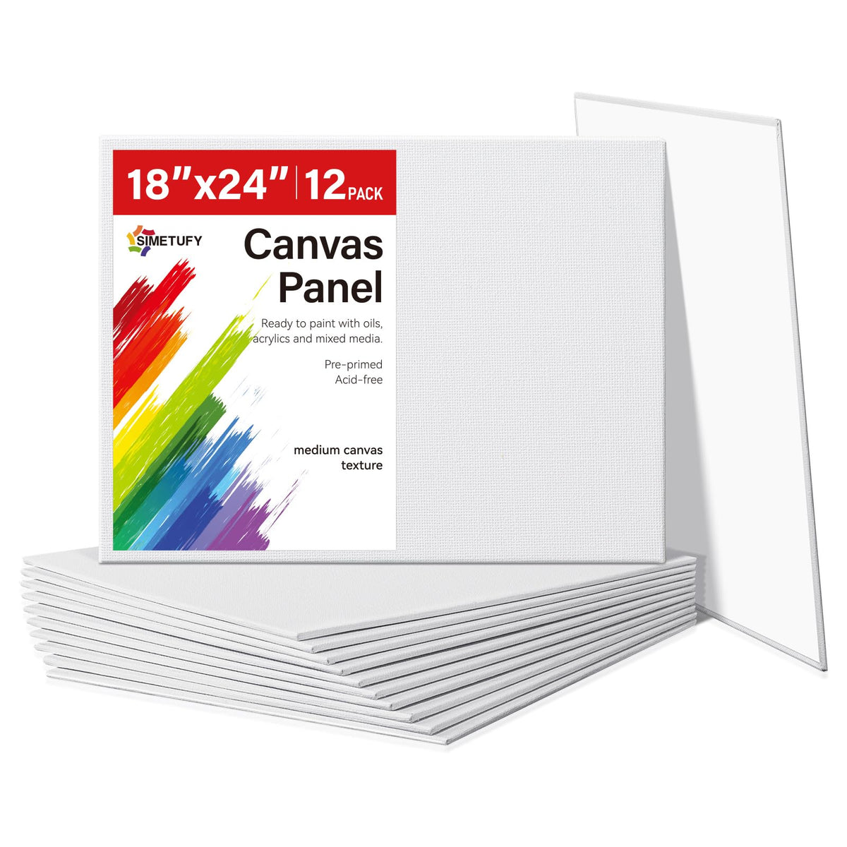 Simetufy 12 Pack 8x10 Canvas Boards for Painting,Art Painting Supplies
