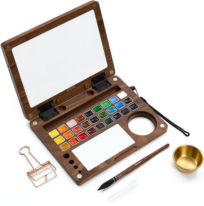 MEEDEN Watercolor Travel Paint Set: Portable Plein Air Watercolor Easel Kit