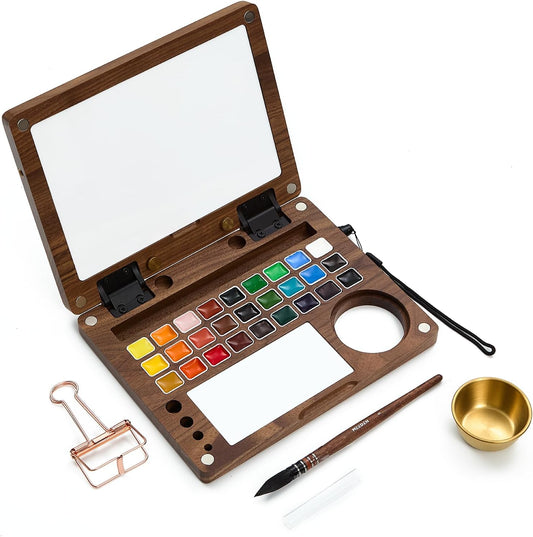 MEEDEN Watercolor Travel Paint Set: Portable Plein Air Watercolor Easel Kit