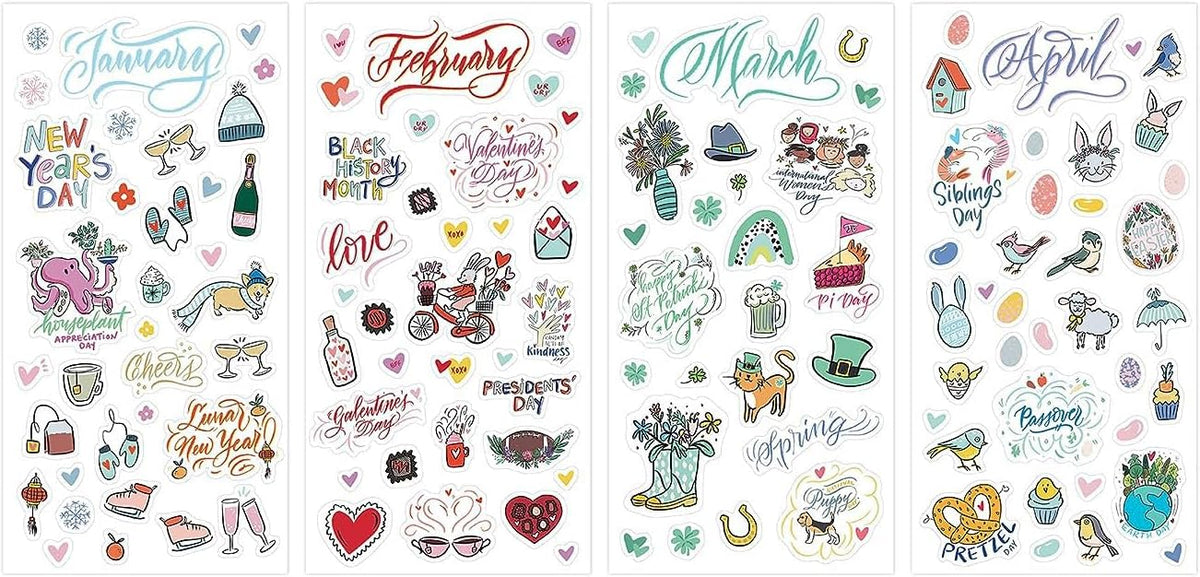 Blue Sky Holidays & Seasons 1200+ Sticker Pack, Planner and Calendar Pack, 4.49” x 9.06”, Full Color, 24 Sheets