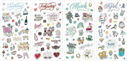Blue Sky Holidays & Seasons 1200+ Sticker Pack, Planner and Calendar Pack, 4.49” x 9.06”, Full Color, 24 Sheets