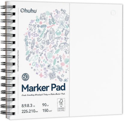 Ohuhu 5.5"x8.5" Double-Sided Bleedproof Marker Pad Art Sketchbook 60 Sheets
