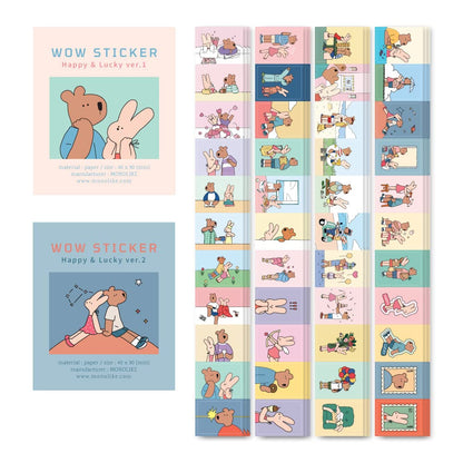 Monolike Big Wow Sticker Plan Series.1 + Series.2 Set - Big Size Cute Stickers, Square Stickers