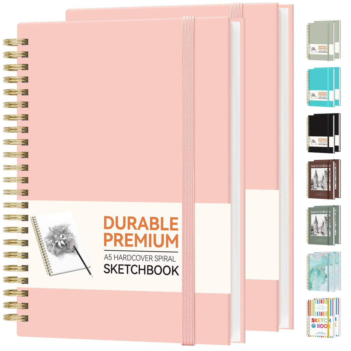 Forvencer 2 Pack Blank Spiral Notebook, 8"x 5.6"Hardcover Sketch Book
