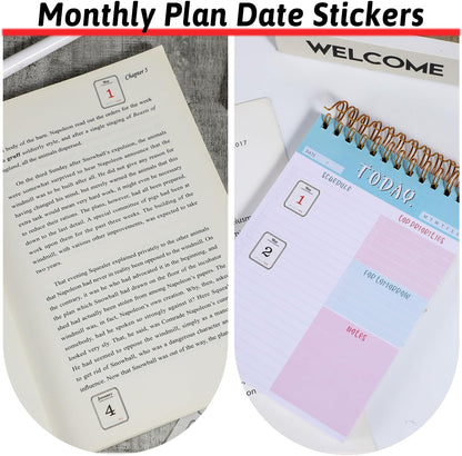 12 Monthly Calendar Number Stickers Translucent Sheets Daily Planner Accessories for Customizing Undated Planners, Calendar, Notebooks