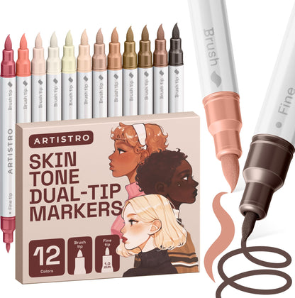 ARTISTRO 24 Metallic Dual-Tip Acrylic Paint Marker Pens for Drawing