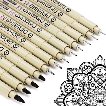 Muchcute Micro Fineliner Drawing Art Pens,12 Black Art Supplies Adult Craft