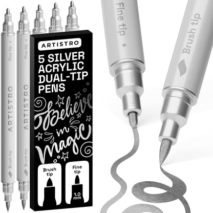 ARTISTRO 24 Metallic Dual-Tip Acrylic Paint Marker Pens for Drawing