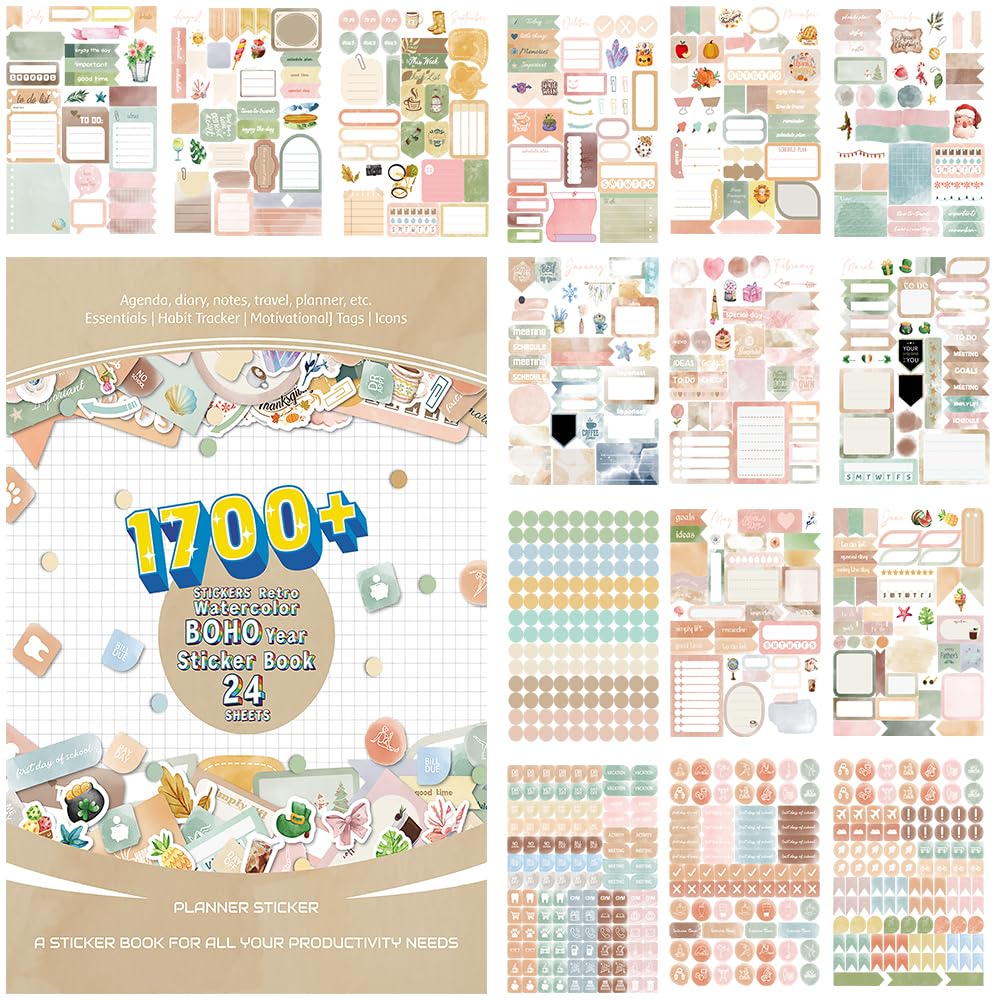 1700+ Functional Decorative Planner Stickers Set (Inspirational Time)