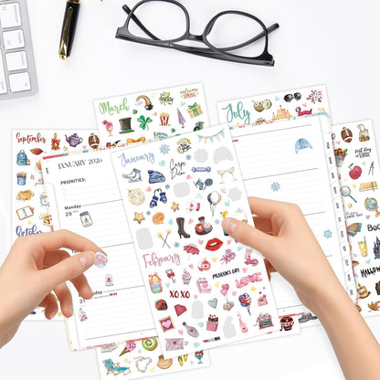 Seasonal Planner Stickers, 310+ Monthly Calendar Designs on 6 Sheets