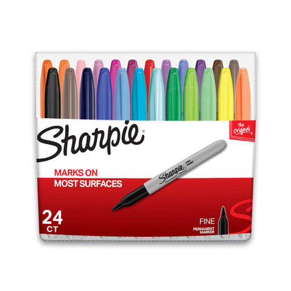 Sharpie Permanent Markers, Fine Tip, 12 Count - Quick Drying, Fade Resistant, Arts & Crafts, Desk, Office Supplies