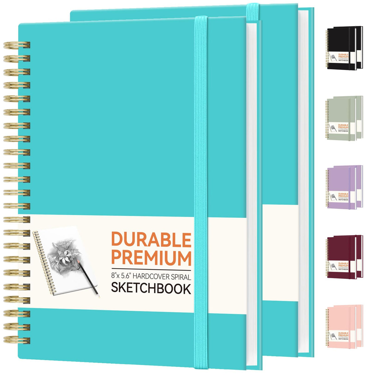 Forvencer 2 Pack Blank Spiral Notebook, 8"x 5.6"Hardcover Sketch Book