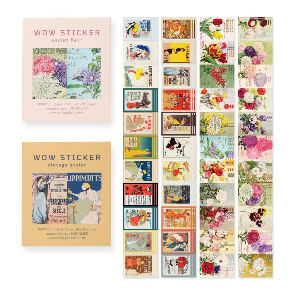 Monolike Big Wow Sticker Plan Series.1 + Series.2 Set - Big Size Cute Stickers, Square Stickers