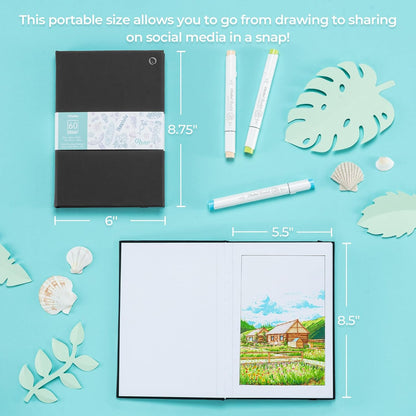 Ohuhu 5.5"x8.5" Double-Sided Bleedproof Marker Pad Art Sketchbook 60 Sheets
