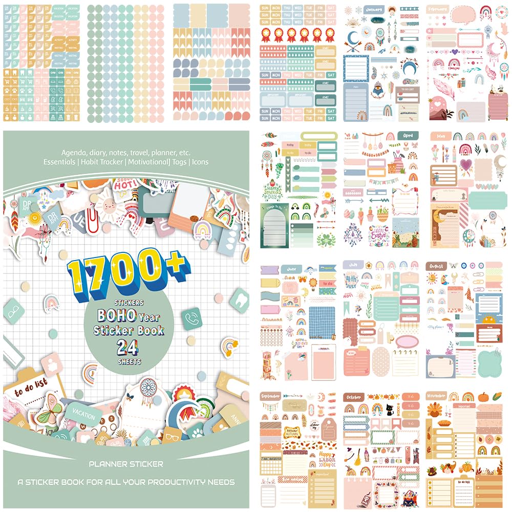 1700+ Functional Decorative Planner Stickers Set (Inspirational Time)