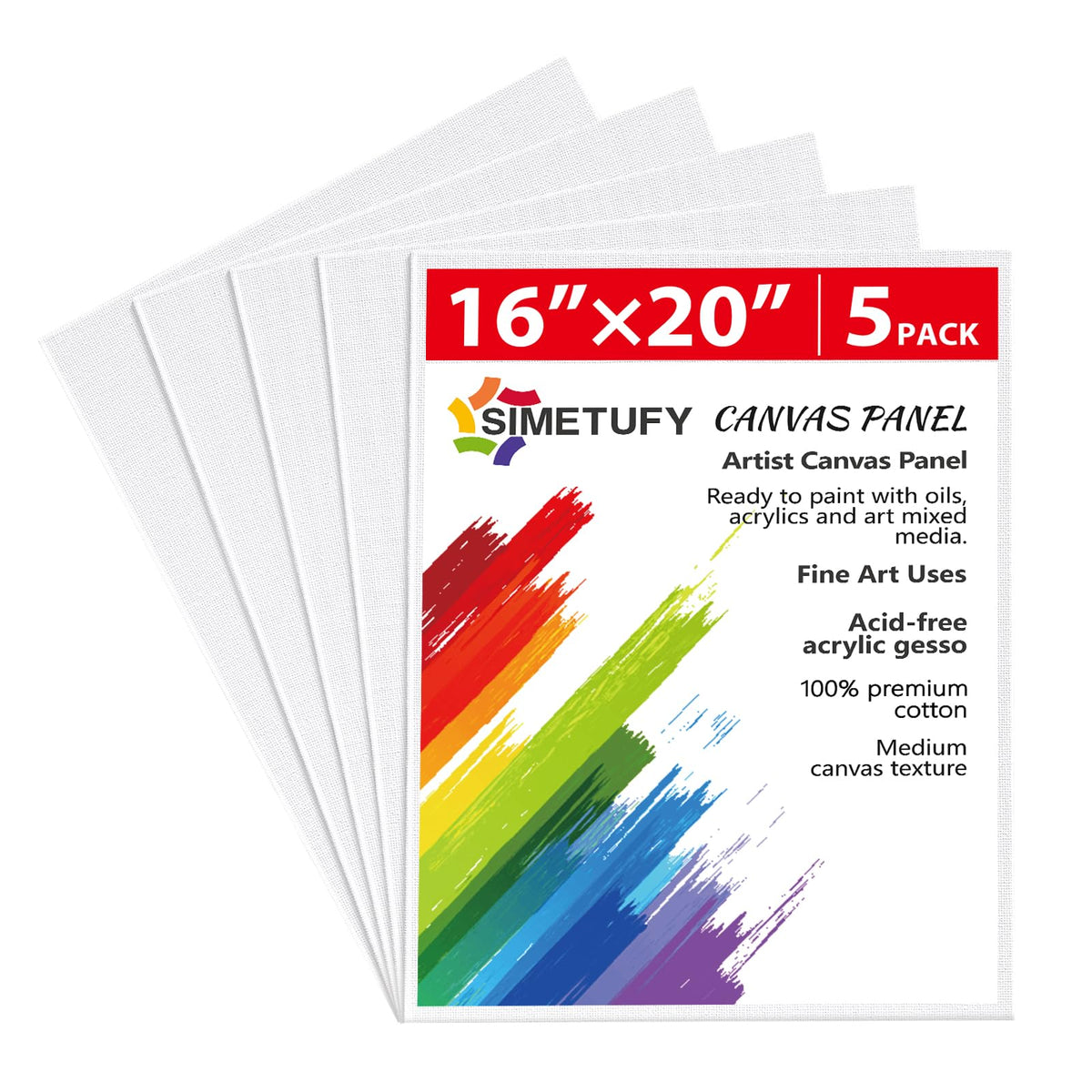 Simetufy 12 Pack 8x10 Canvas Boards for Painting,Art Painting Supplies