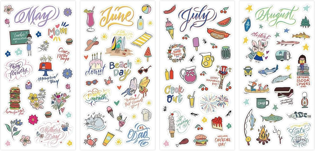 Blue Sky Holidays & Seasons 1200+ Sticker Pack, Planner and Calendar Pack, 4.49” x 9.06”, Full Color, 24 Sheets
