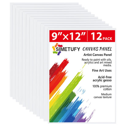 Simetufy 12 Pack 8x10 Canvas Boards for Painting,Art Painting Supplies