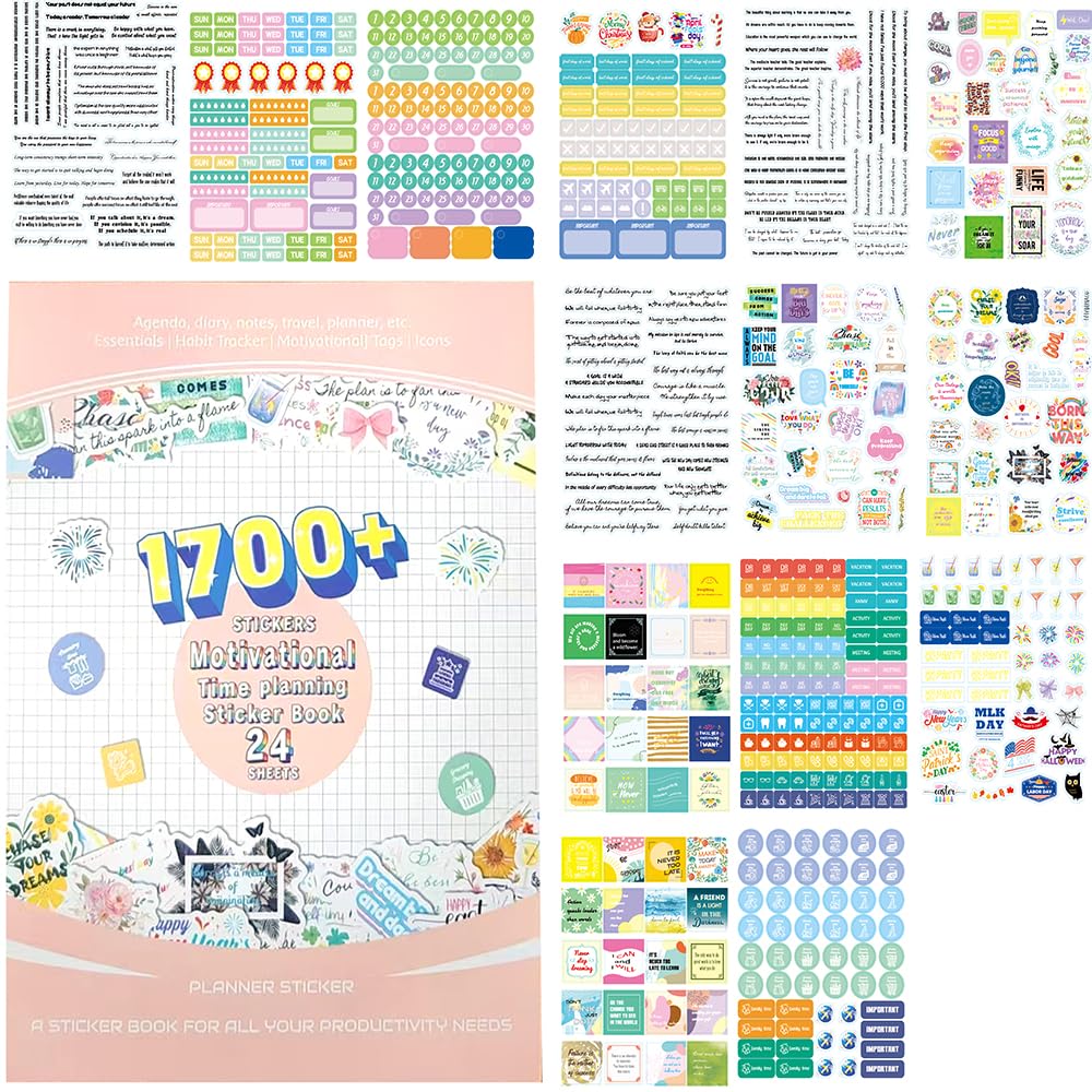 1700+ Functional Decorative Planner Stickers Set (Inspirational Time)