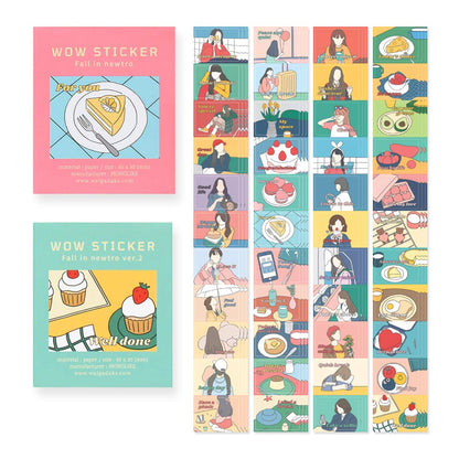Monolike Big Wow Sticker Plan Series.1 + Series.2 Set - Big Size Cute Stickers, Square Stickers