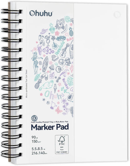 Ohuhu 5.5"x8.5" Double-Sided Bleedproof Marker Pad Art Sketchbook 60 Sheets