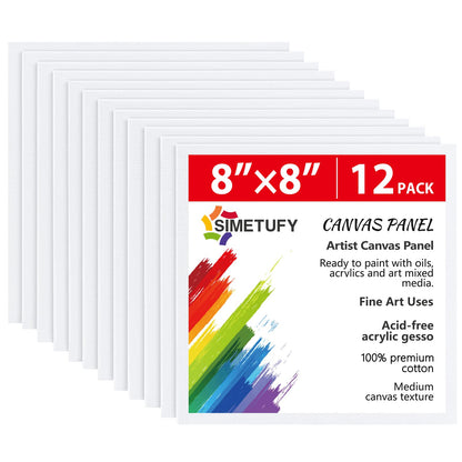 Simetufy 12 Pack 8x10 Canvas Boards for Painting,Art Painting Supplies