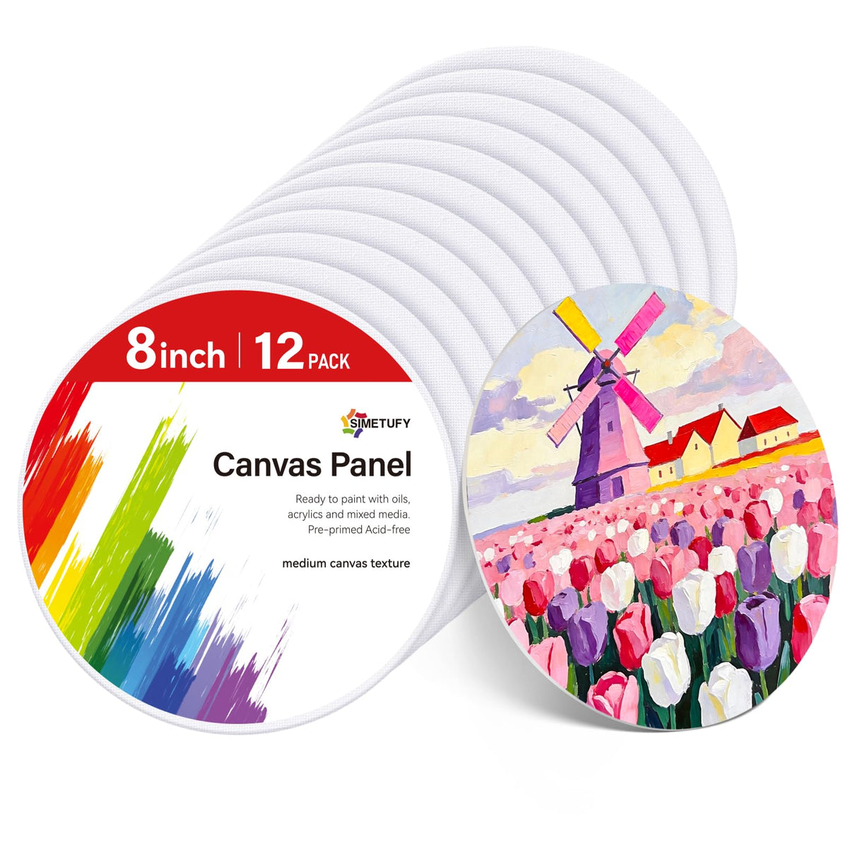 Simetufy 12 Pack 8x10 Canvas Boards for Painting,Art Painting Supplies