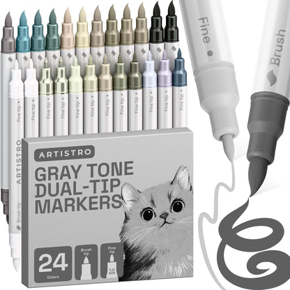 ARTISTRO 24 Metallic Dual-Tip Acrylic Paint Marker Pens for Drawing