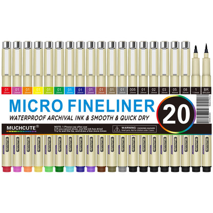 Muchcute Micro Fineliner Drawing Art Pens,12 Black Art Supplies Adult Craft