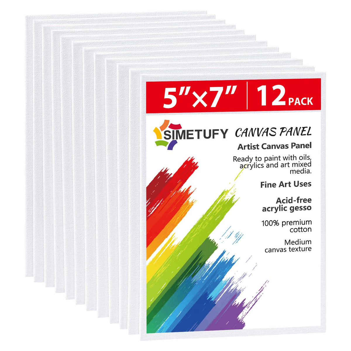 Simetufy 12 Pack 8x10 Canvas Boards for Painting,Art Painting Supplies