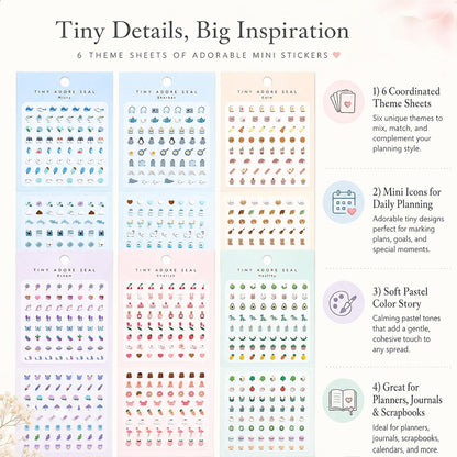 SHANGRLA 700+ Mini Planner Stickers, 6 Sheets of Tiny Icon Stickers