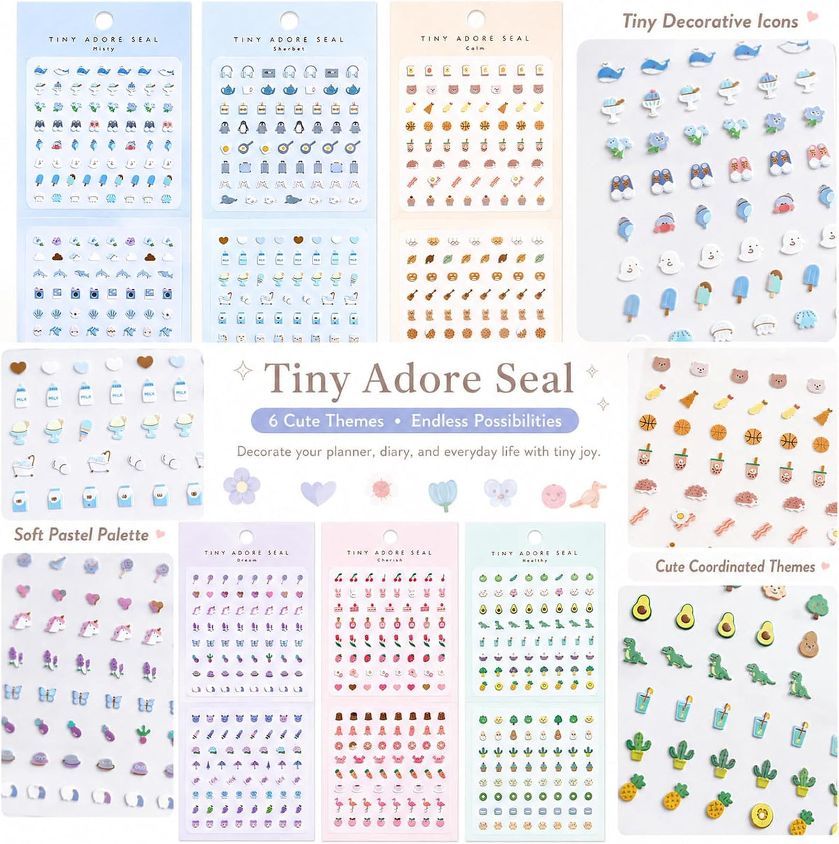 SHANGRLA 700+ Mini Planner Stickers, 6 Sheets of Tiny Icon Stickers