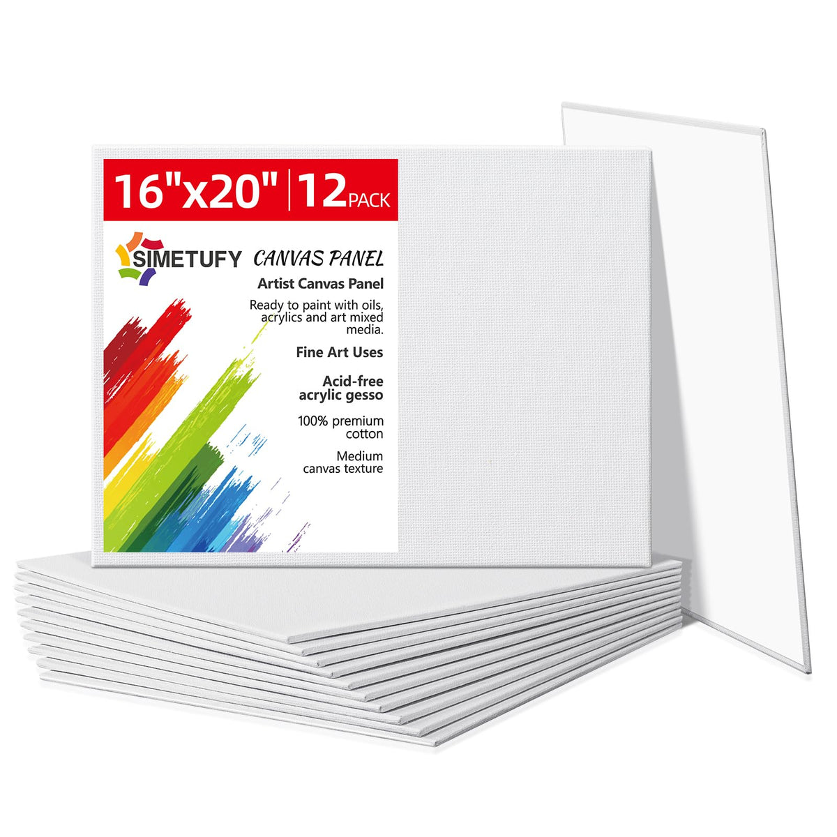 Simetufy 12 Pack 8x10 Canvas Boards for Painting,Art Painting Supplies