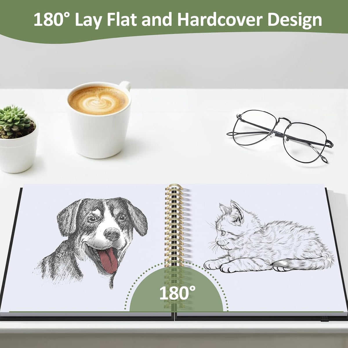 Forvencer 2 Pack Blank Spiral Notebook, 8"x 5.6"Hardcover Sketch Book