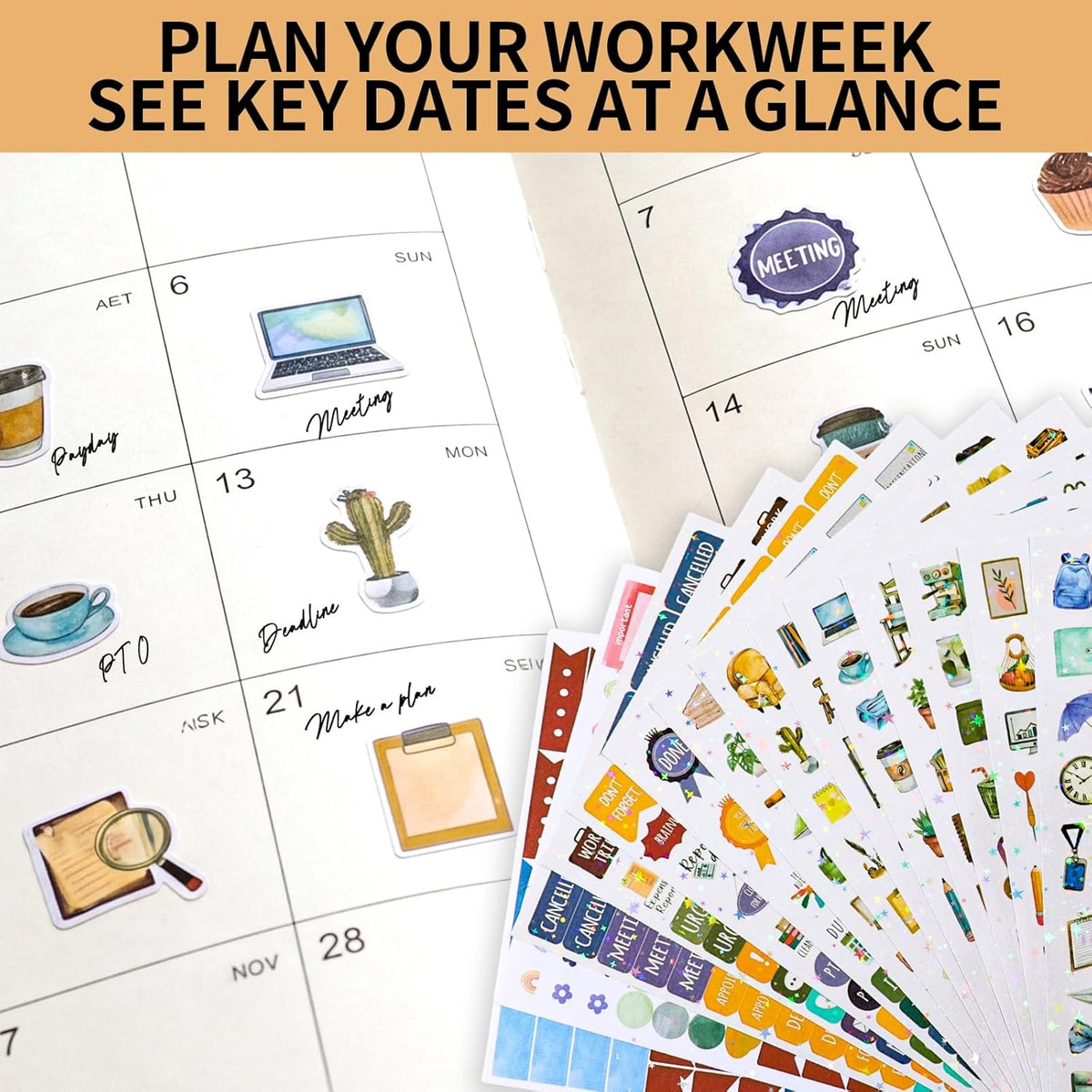 1150+ Work Planner Stickers, Teacher Planner Stickers