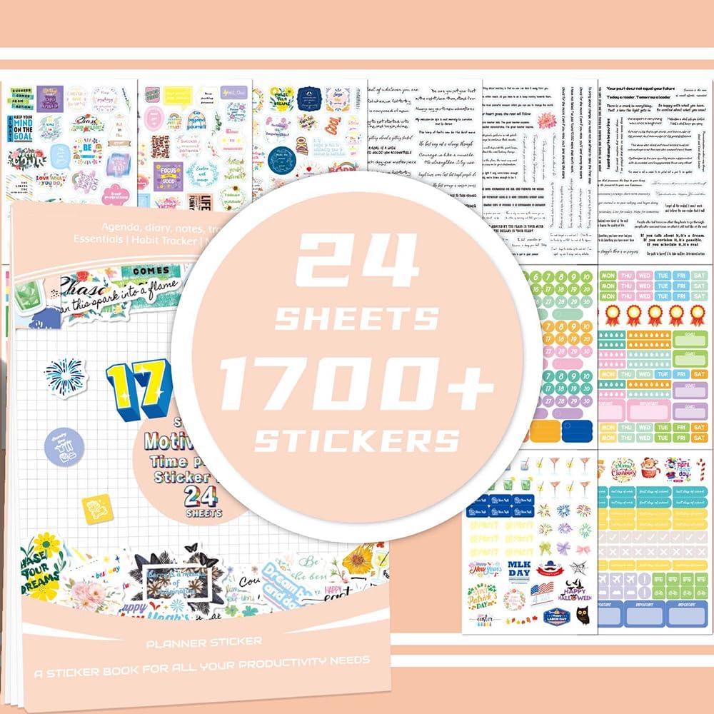 1700+ Functional Decorative Planner Stickers Set (Inspirational Time)