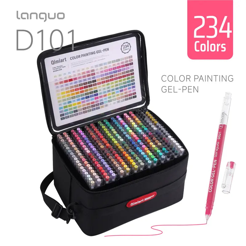 Languo 252 PCS Acrylic Gel Pens Set - 234-Colors Retractable Arts Crafts Stationery with Advanced Super Color Overlay, Rich Pigment, Ultra Smooth, Extra-Large Ink Tanks for Adult Coloring, Art Supplies Gift