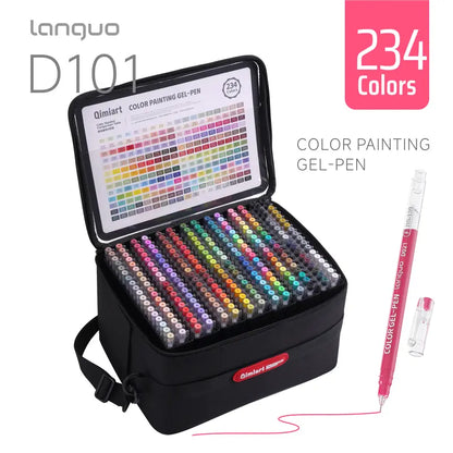 Languo 252 PCS Acrylic Gel Pens Set - 234-Colors Retractable Arts Crafts Stationery with Advanced Super Color Overlay, Rich Pigment, Ultra Smooth, Extra-Large Ink Tanks for Adult Coloring, Art Supplies Gift