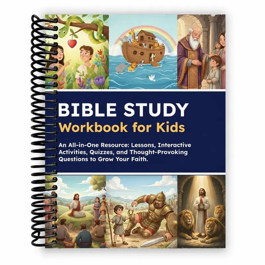 Kids' Organized English Bible Study Spiral-Bound Workbook - Faith Growth Tool, Practical Lessons, Fun & Engaging Interactive Tasks, Parent Questions, Quizzes, Builds a Faith Foundation, for Home or School Use