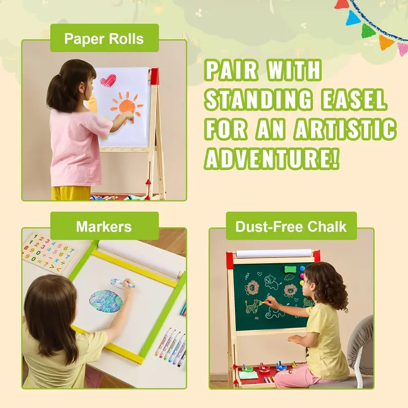 VEVOR Easel Accessory Set, 32 PCS Kid's Art Easel Painting Kit Including Chalks, Dry-Erase Markers Paper Rolls, Supplies Set for Standing Art Easel, Painting Accessories for Toddlers Boys and Girls