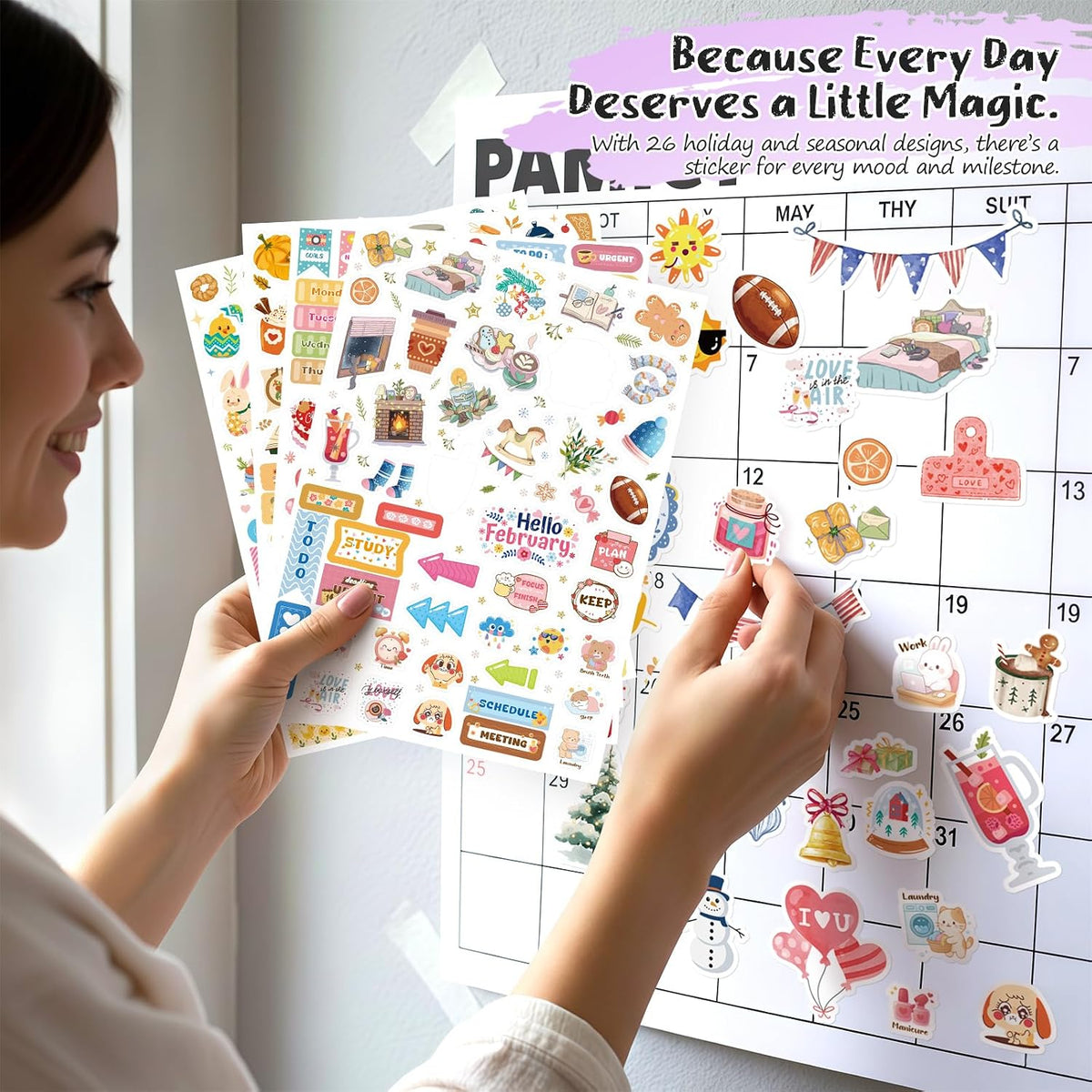 Planner Stickers (26 Pages, 1500+ Stickers), Celebration Planner Stickers with, Daily, Monthly, and Holiday Stickers for Scrapbook Supplies, Junk Journal Supplies, Decorating, and Planning.