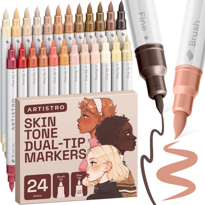 ARTISTRO 24 Metallic Dual-Tip Acrylic Paint Marker Pens for Drawing