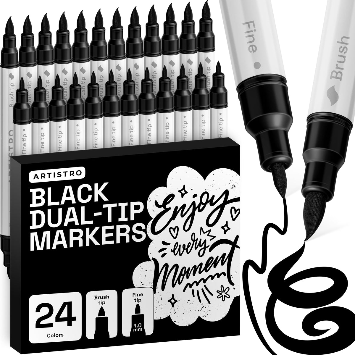 ARTISTRO 24 Metallic Dual-Tip Acrylic Paint Marker Pens for Drawing