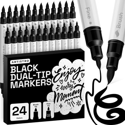 ARTISTRO 24 Metallic Dual-Tip Acrylic Paint Marker Pens for Drawing