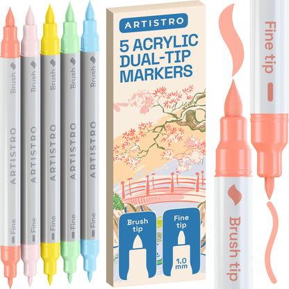 ARTISTRO 24 Metallic Dual-Tip Acrylic Paint Marker Pens for Drawing