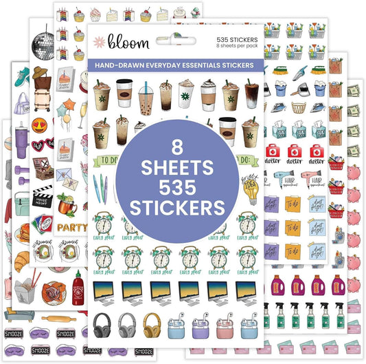 bloom daily planners Vintage Hand-Drawn Everyday Essentials Planner Stickers (535 Stickers) - Variety Pack for Decorating, Planning, Scrapbooking