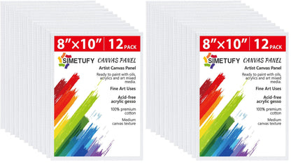 Simetufy 12 Pack 8x10 Canvas Boards for Painting,Art Painting Supplies