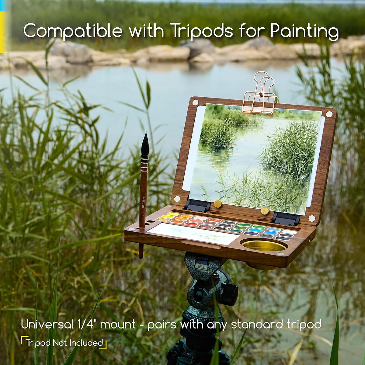 MEEDEN Watercolor Travel Paint Set: Portable Plein Air Watercolor Easel Kit