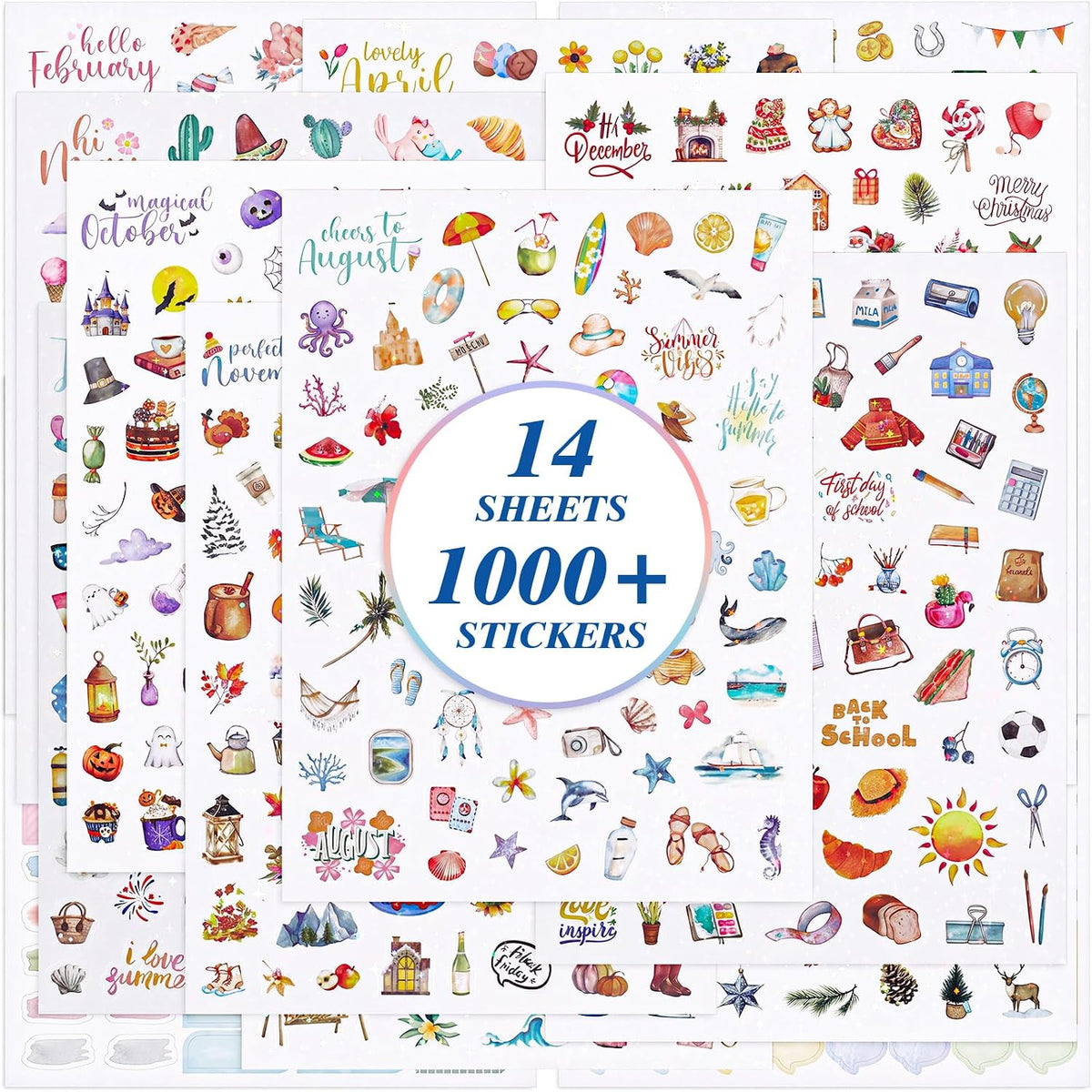 BESARME 1000+ Planner Stickers, Glittery Film